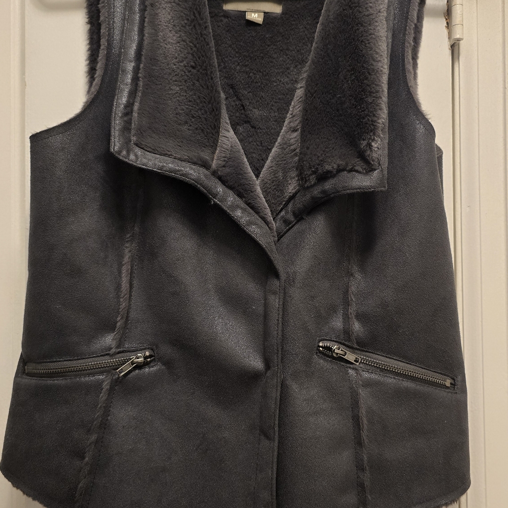 Maurices Charcoal Shearling Vest
